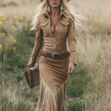 Sierra Western Fringe Zip Midi Ruha