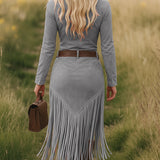 Sierra Western Fringe Zip Midi Ruha