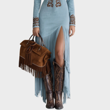 Victoria | Boho stílusú, rojtos velúr ruha