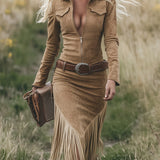 Sierra Western Fringe Zip Midi Ruha