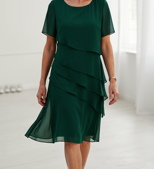Linda | Elegáns Kényelem Ráncolt Ruha