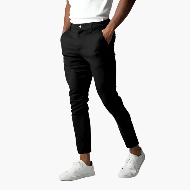 Férfi Slim Fit Chino Nadrág – Modern Stílus a Mindennapi és Üzleti Használatra – fekete
