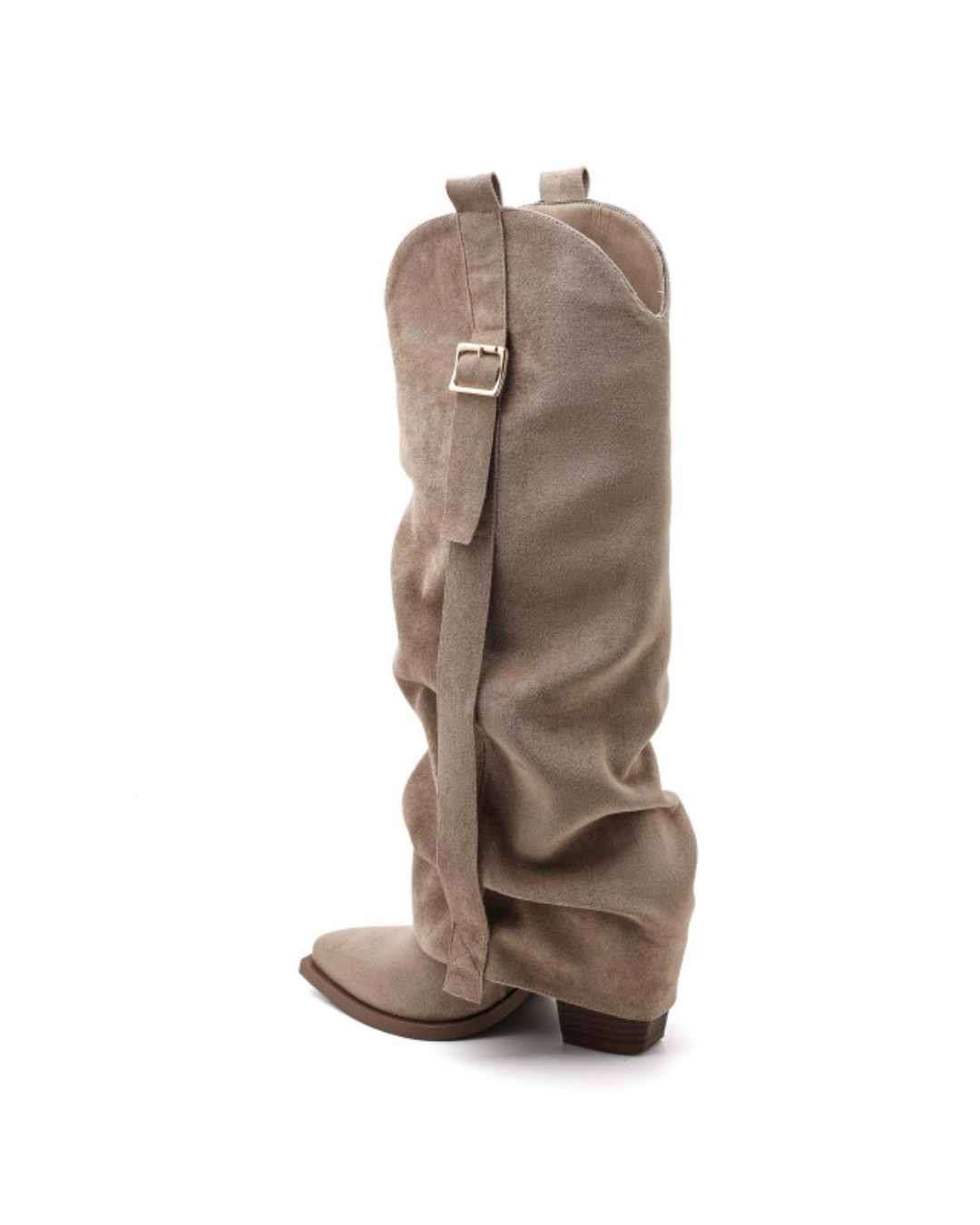 Gretel | Khaki női csizma velúr hatású felülettel