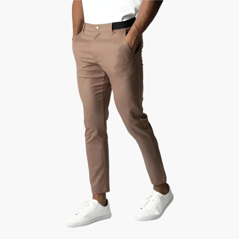 Férfi Slim Fit Chino Nadrág – Modern Stílus a Mindennapi és Üzleti Használatra – khaki