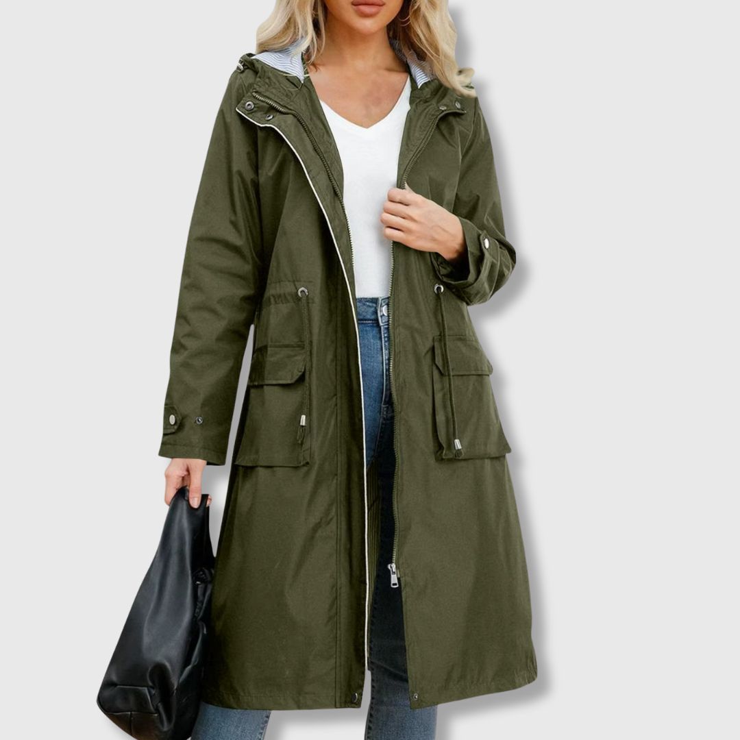 Julia | Stílusos Trench Kabát Kapucnival