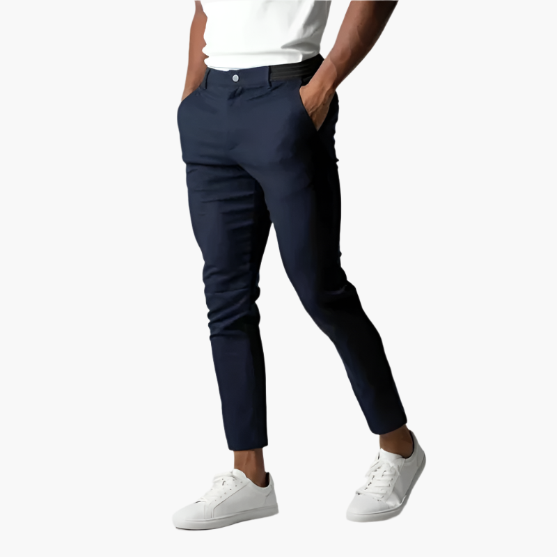 Férfi Slim Fit Chino Nadrág – Modern Stílus a Mindennapi és Üzleti Használatra – tengerészkék