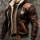 Antti | Vintage Leather Jacket with Hood