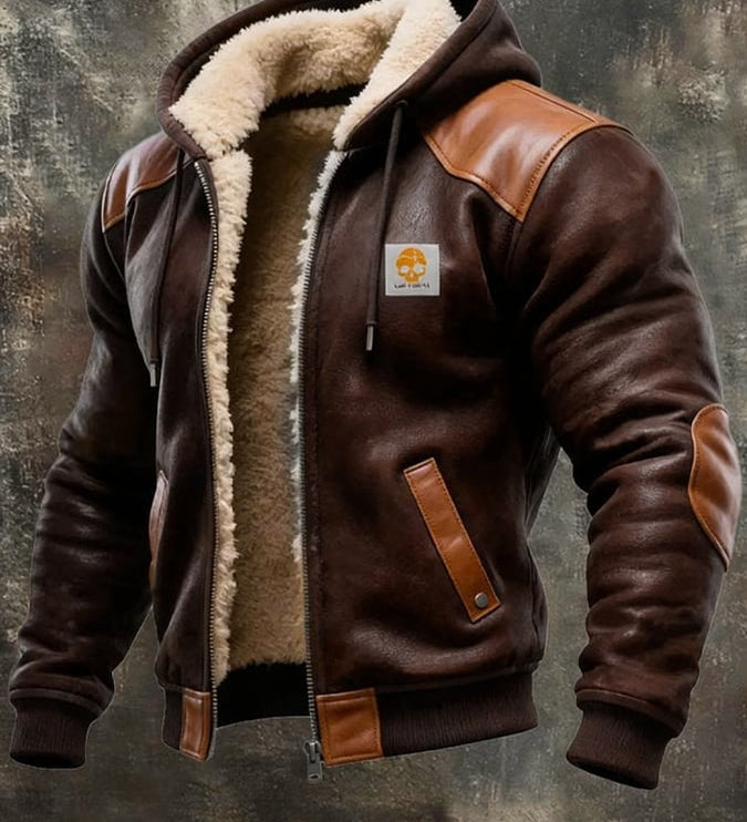 Antti | Vintage Leather Jacket with Hood