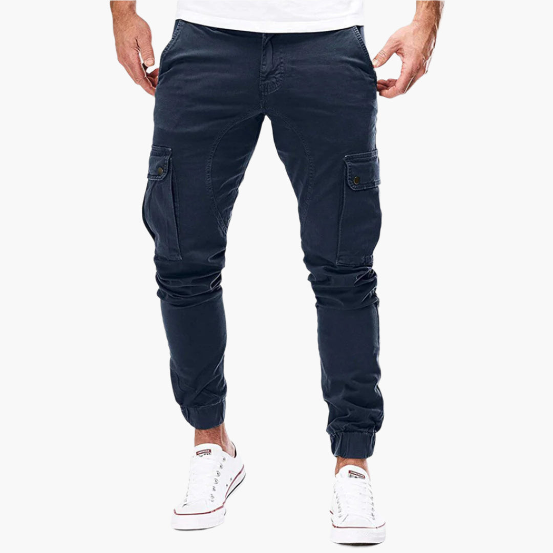 Férfi Cargo Joggingnadrág – Modern Streetwear Szabadidőnadrág Zsebekkel és Rugalmas Derékkal – tengerészkék