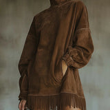 Savana Fringe™ | Vintage Suede Garbó Mini Ruha