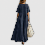 Elowen | Pintuck V-nyakú Len Maxi Ruha