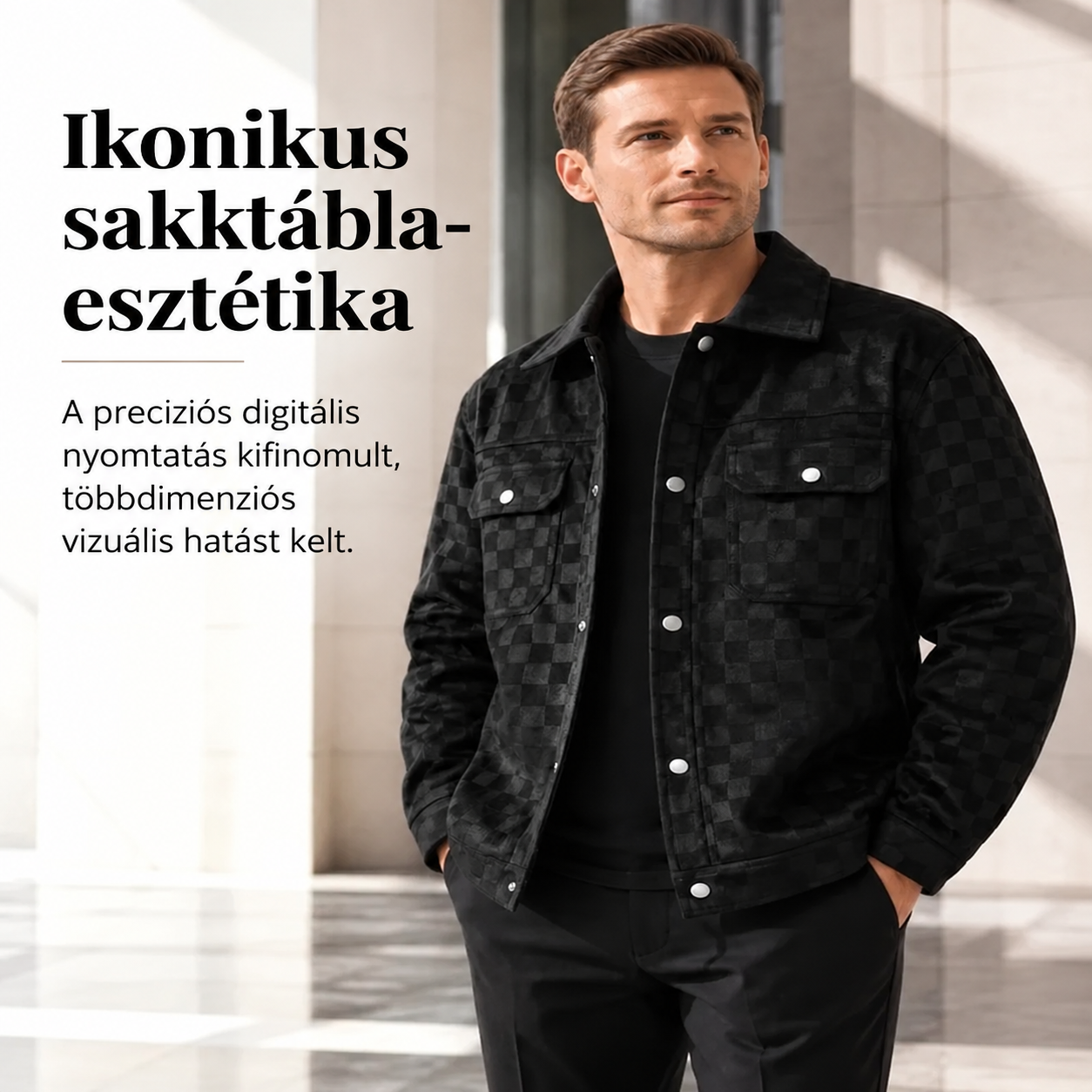 Ruben | Férfi kabát velúr hatású felülettel