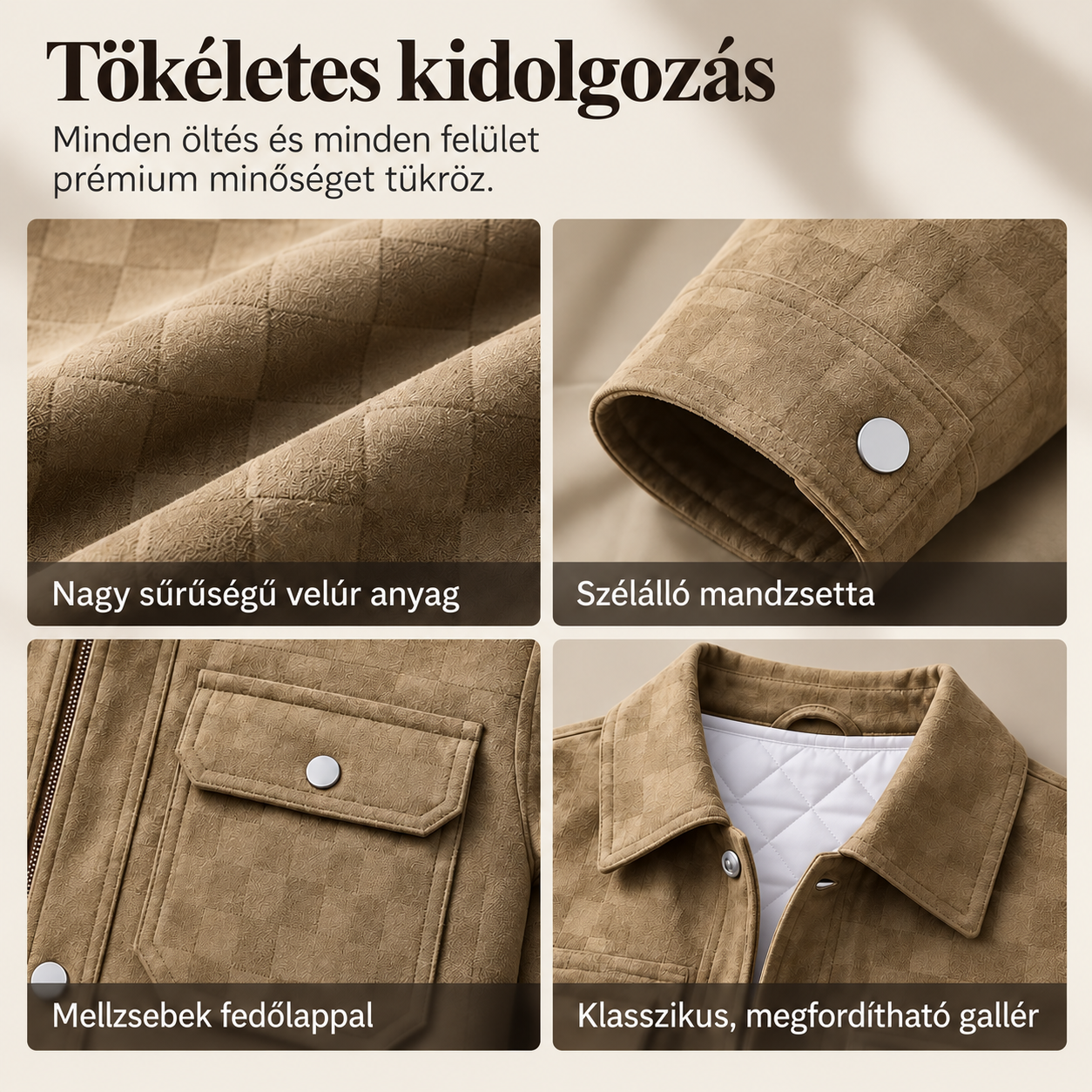 Ruben | Férfi kabát velúr hatású felülettel