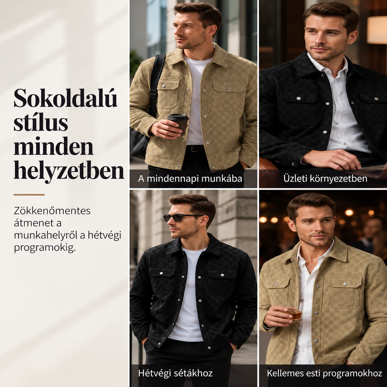 Ruben | Férfi kabát velúr hatású felülettel