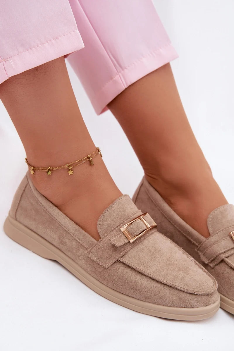 Margaux | Khaki női mokaszin velúr hatású felülettel