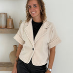 Cropped Teddy Blazer – bézs