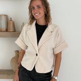 Cropped Teddy Blazer – bézs