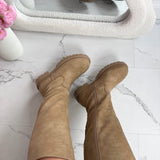 Shea | Khaki női magas szárú csizma oldalsó cipzárral