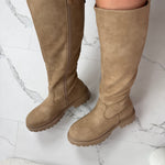 Shea | Khaki női magas szárú csizma oldalsó cipzárral