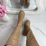 Shea | Khaki női magas szárú csizma oldalsó cipzárral