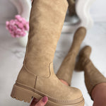 Shea | Khaki női magas szárú csizma oldalsó cipzárral