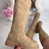 Shea | Khaki női magas szárú csizma oldalsó cipzárral