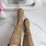 Shea | Khaki női magas szárú csizma oldalsó cipzárral