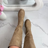 Shea | Khaki női magas szárú csizma oldalsó cipzárral