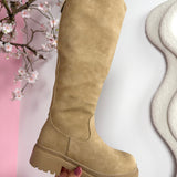 Shea | Khaki női magas szárú csizma oldalsó cipzárral
