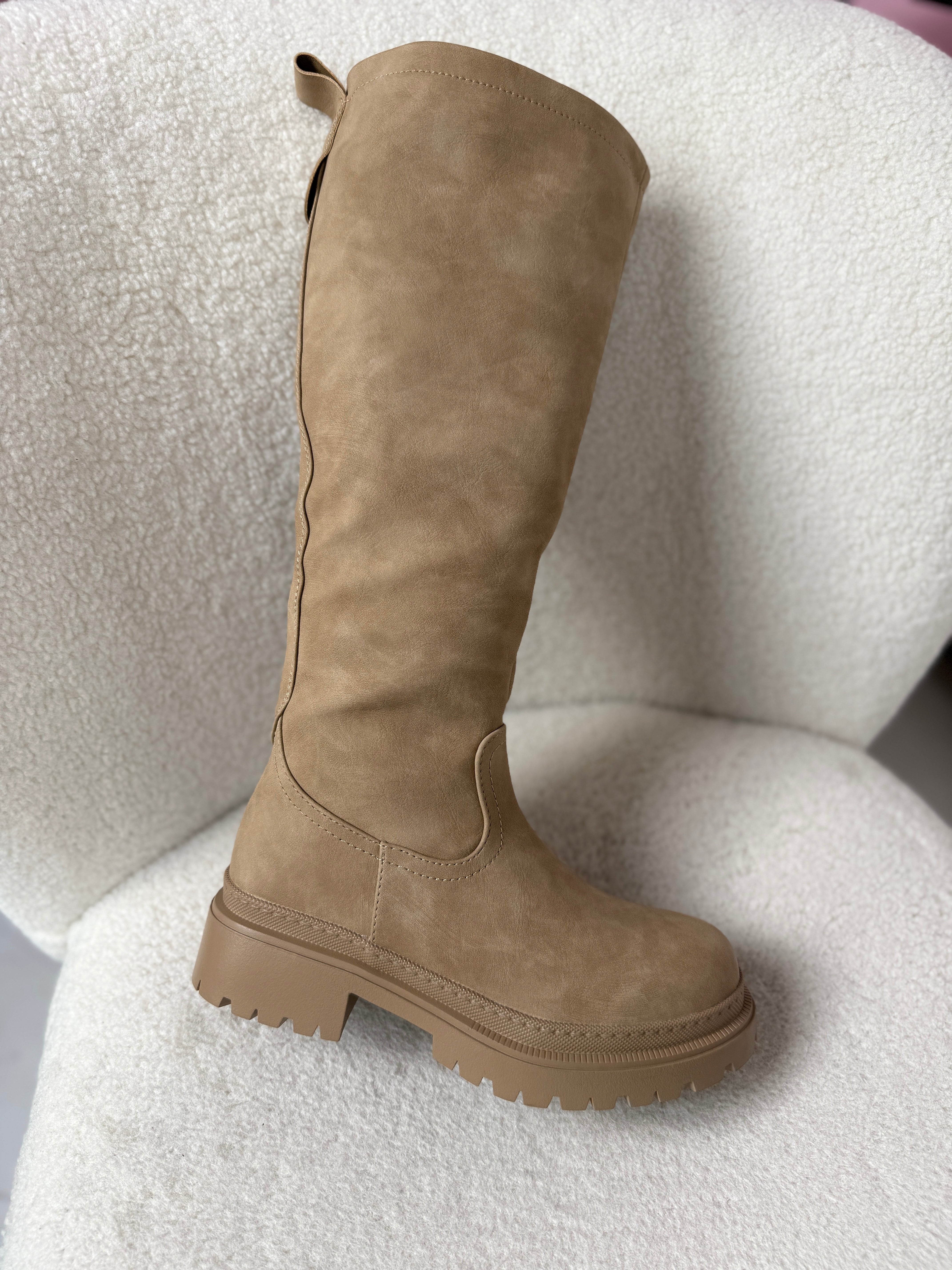 Shea | Khaki női magas szárú csizma oldalsó cipzárral