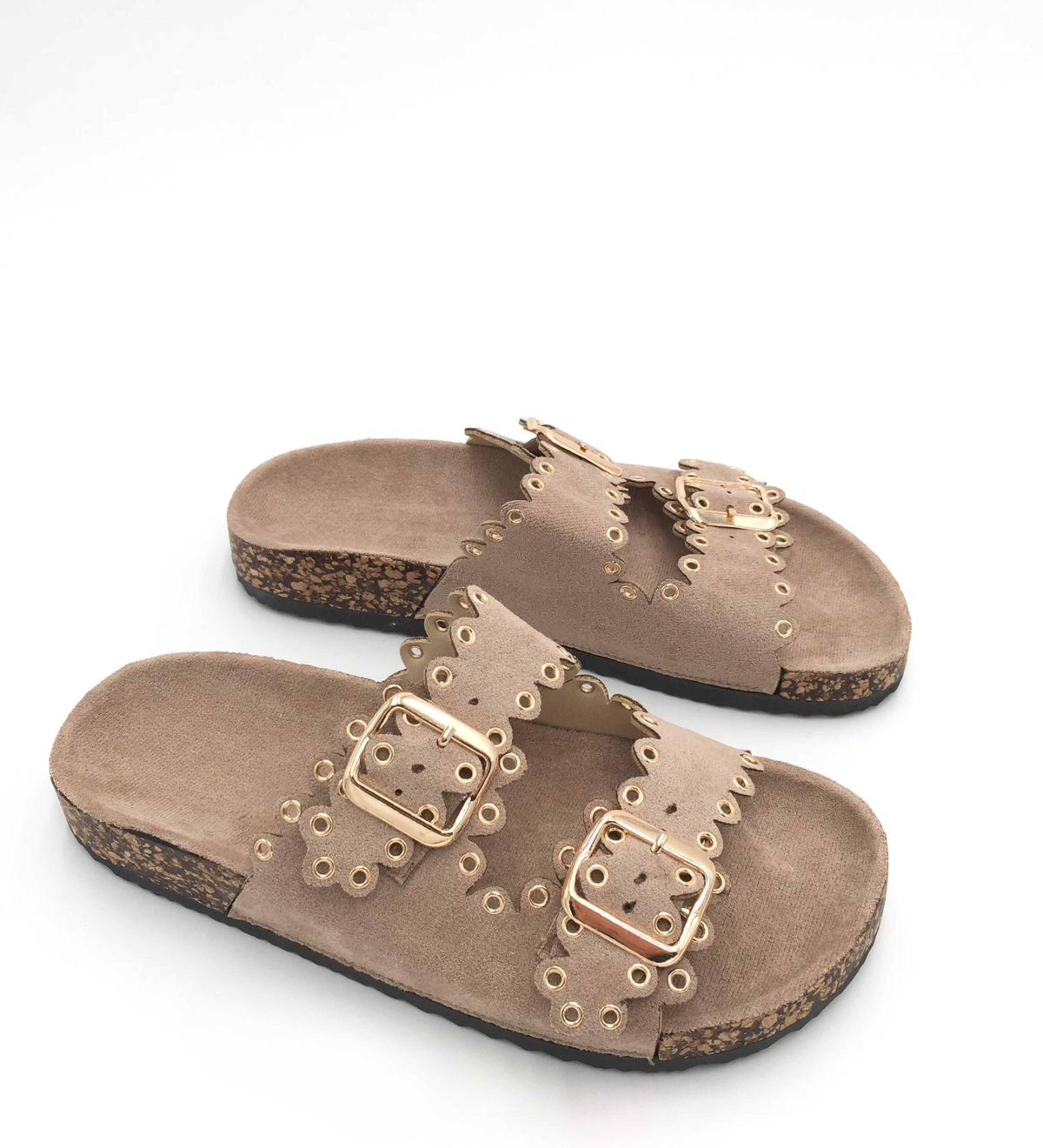 Blythe | Khaki női papucs csatos részlettel
