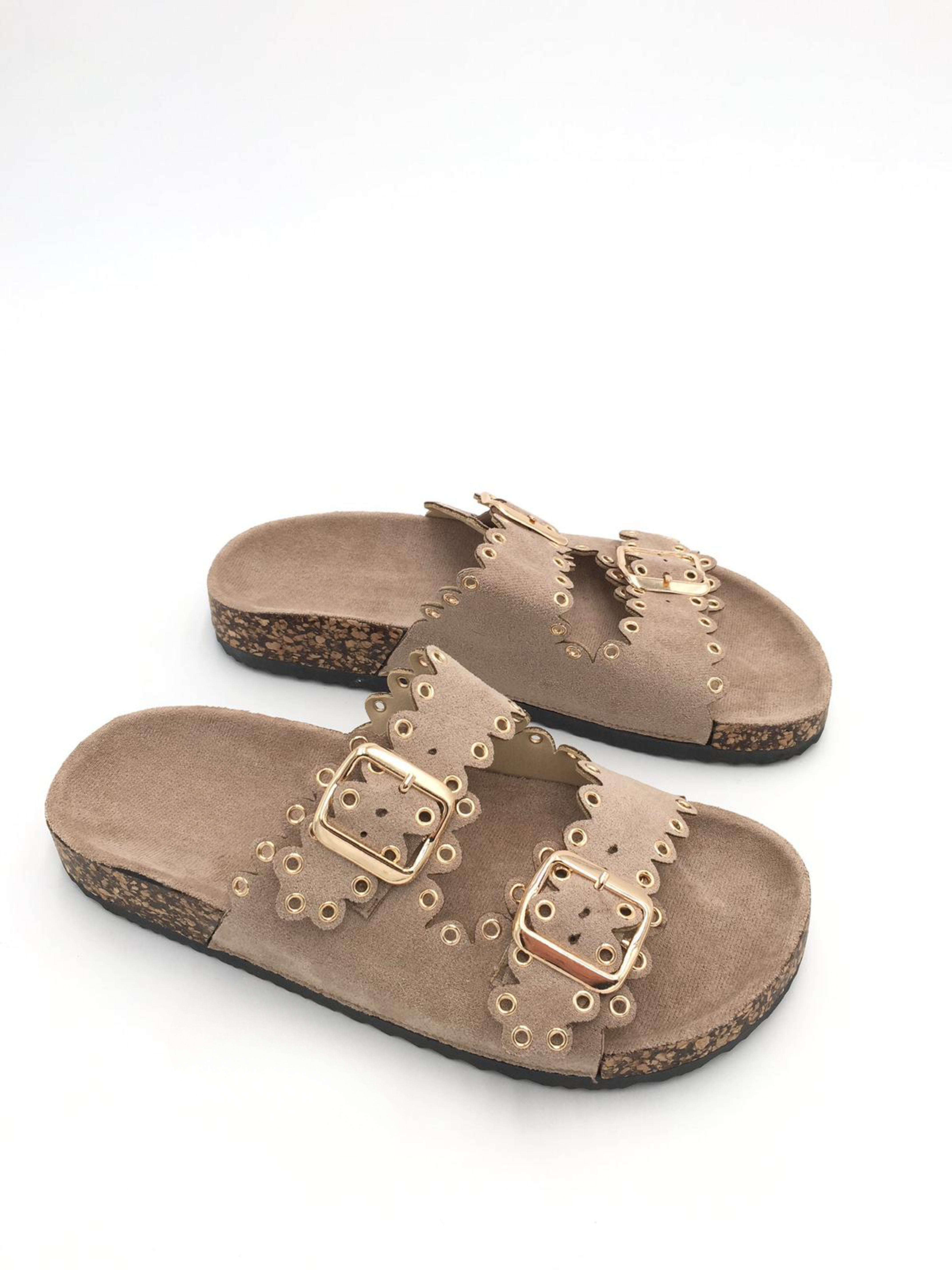 Blythe | Khaki női papucs csatos részlettel
