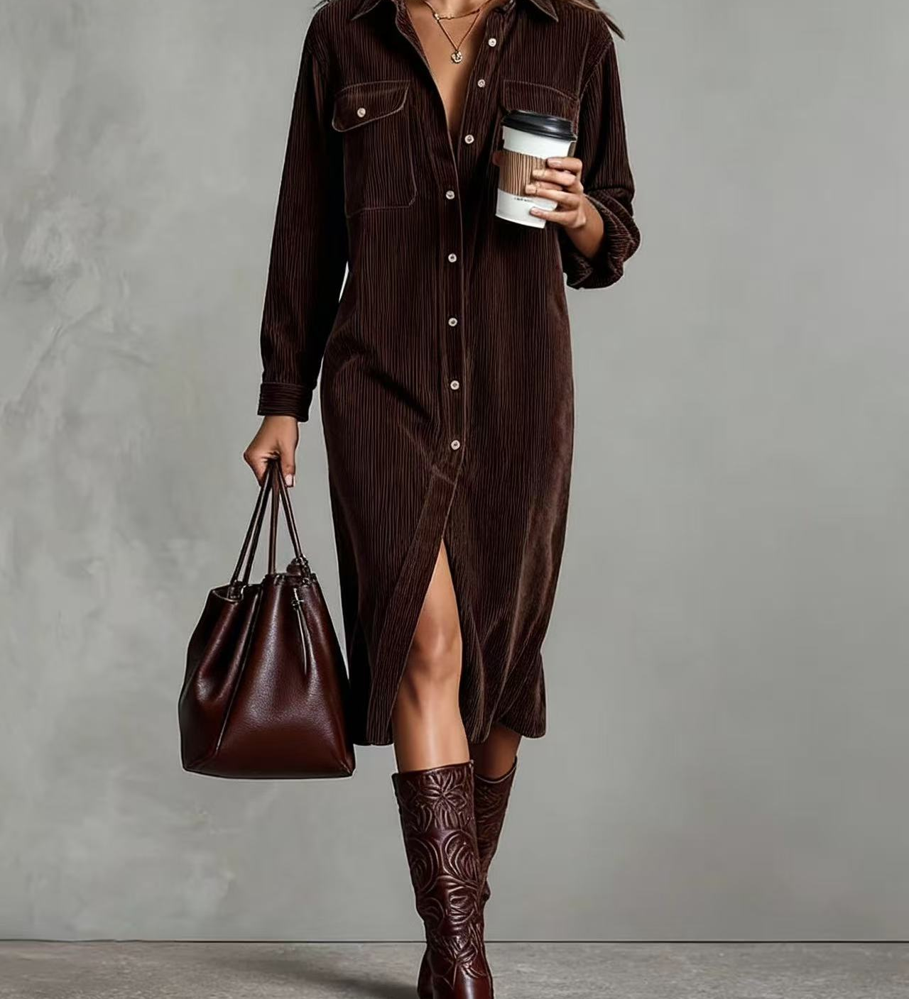 Isla Charcoal™ Vintage Corduroy Midi Ingruha