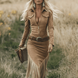 Sierra Western Fringe Zip Midi Ruha