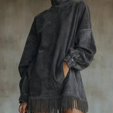 Savana Fringe™ | Vintage Suede Garbó Mini Ruha