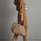 Maribelle™ | Vintage Pöttyös Suede Midi Ruha