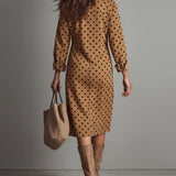 Maribelle™ | Vintage Pöttyös Suede Midi Ruha