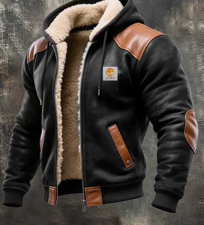 Antti | Vintage Leather Jacket with Hood