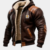 Antti | Vintage Leather Jacket with Hood