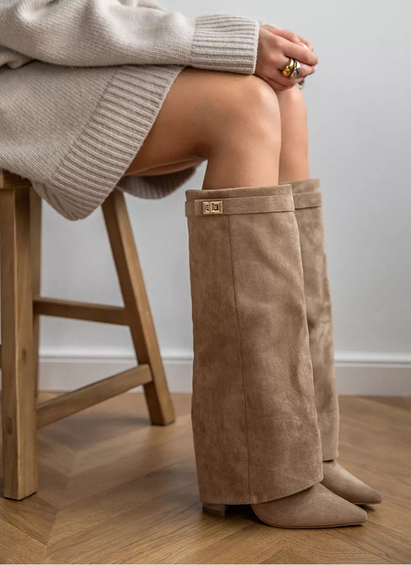 Ariana | Khaki női csizma oldalsó cipzárral