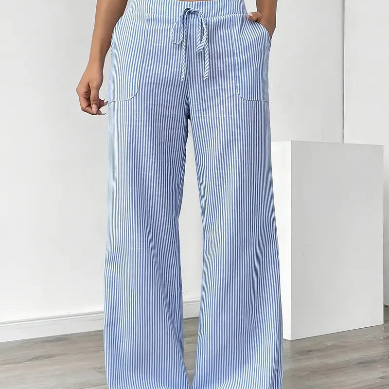Alina™ | Elegáns Csíkos Nadrág Zsebekkel