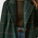 Ruby | Retro Hajtókás Kockás Tweed Kabát