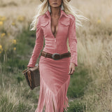 Sierra Western Fringe Zip Midi Ruha