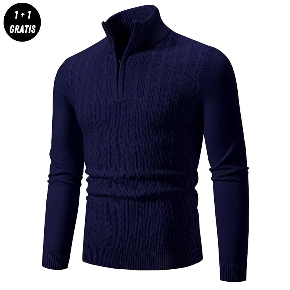 Elegáns Zip | Fekete férfi pulóver oldalsó cipzárral